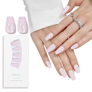 lot 12314 image: Yellow Cat Eyes Press On Nails,12 Sizes - 24 Pcs Soft Gel Yellow Medium Square Fake Nails Kit with Nail Glue, Natural Reusable Stick On False Nails for Women and Girls (Skycloud Nails) SK0926
