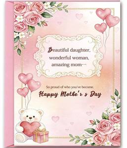 lot 12318 image: OJsensai Cute Motherfts Day Card Gifts for Daughter, Happy Mothers Day Card for Beautiful Daughter from Mom Dad