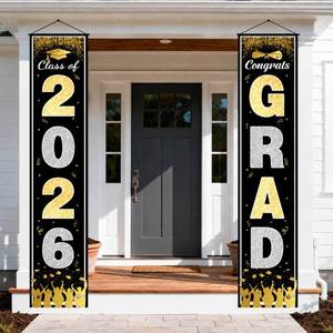 lot 12332 image: OHOME Graduation Decorations 2026 2027 - Black Gold Congrats Grad Porch Banner for Graduation Party Decorations - Class of 2026 - Party Favors Supplies Backdrop Yard Signs Decor (Black)