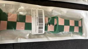 lot 12411 image: Checkered Sport Band Compatible for Apple Watch Green Pink 2-Pack