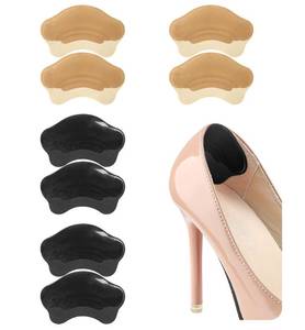 lot 12433 image: HiRui 4 Pairs Gel Heel Cushions Liners - Heel Grips Inserts Heel Pads to Prevent Heel Pain, Blisters, Rubbing, Ensuring Comfort and Stability for Shoes Fit (4Pairs2Black, 2Beige)