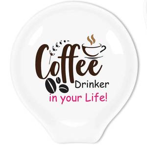 lot 12442 image: Uhealik Funny Colourful Coffee Spoon Rest- Ceramic Coffee Spoon Holder-Cafe Station Bar Accessories-Coffee Drinker in Your Life Sign