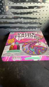 lot 12454 image: Paint Pouring DIY Clock Cosmic Confetti Craft Kit