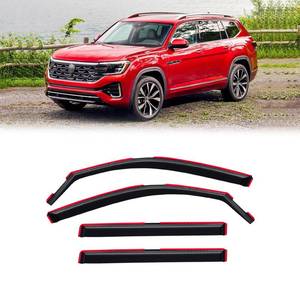 lot 13645 image: in-Channel Rain Guards for Volkswagen (VW) Atlas 2018-2026, Window Visor Shields Vent Deflector Shade Wind Dark Smoke 2019 2020 2021 2022 2023 2024 2025 18 19 20 21 22 23, Tape-On Inside-Mount, 4PCS