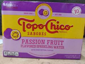lot 13648 image: Topo Chico Sabores Passion Fruit Flavored Sparkling Water 8-Pack 12 fl oz Cans