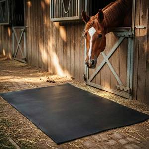 lot 13658 image: Klyyo Clyro Heavy Duty Rubber Horse Stall Mats 4 x 6 ft Large Waterproof Non Slip Horse Stable Mat Washable Easy to Clean for Livestock Barn Farm Shed Kennels Garages, Black