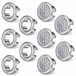 lot 14142 image: Molain 10Pack Sink Overflow Rings, Sink Overflow Cover Silver Plastic Basin Trim Drain Cover Universal Fit for Bathroom Vanity Kitchen Ceramic Sinks