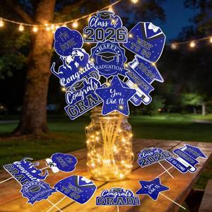 lot 14175 image: Graduation Decorations 2026 32Pcs Blue Graduation Table Decorations Centerpiece Sticks with Lights for College High School Any Grade Party Decor Supplies Photo Props