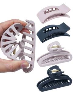lot 14197 image: Lourny Silicone Flat Hair Clips for Women, 4 PCS Non-Slip Strong Hold Flexible Cloud Claw Clips for Thin or Thick All-Day Comfort Large Bow Hair Clips(Flat(BlackandLight pink))