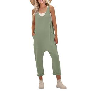 lot 14200 image: UNIANKIYA Jumpsuits for Women Casual Sleeveless V Neck Solid Overalls One Piece Long Pants Romper with Pockets