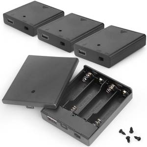 lot 14202 image: VWEICYY 4 PCS 6V Battery Holder with USB Port,4 AA Battery Holder Case
