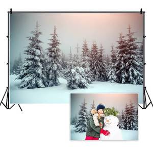 lot 14210 image: Renaiss 7x5ft Snow Scenery Backdrop Snow Covered Pine Trees Snowscape Sunset Forest Photography Background Winter Snowfield Landscape New Year Christmas Celebration Poster Photo Studio Prop