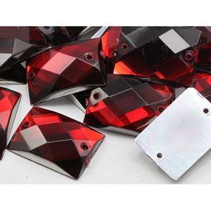 lot 14213 image: Rectangular Acrylic Sew On High Quality Pro Grade 18x13mm Red Ruby CH17 - 45 Pieces