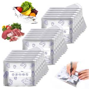 lot 14226 image: 30PCS Reusable Aluminum Foil Sealable Storage Bags,Upgrade Reusable Aluminum Foil Storage Bags,Stand Up Foil Sealable Bags with Label and Zip Lock for Vegetable Fruit Meat (Medium)