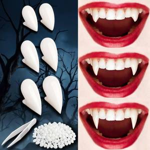 lot 14246 image: Vampire Teeth Fangs - Perfect Fit Halloween Vampire Fangs for Cosplay Adults with Adhesive, Vampire Accessories Costume Makeup Realistic Fake Fangs for WomenMen Halloween Party, 3 Sizes