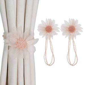 lot 14262 image: Flower Magnetic Curtain Tiebacks - Heavy Duty Magnetic Curtain Holders for Drapes, Decorative Floral Tie Backs, No Drill No Hole Curtain Holdbacks for Home Outdoor Bedroom Office (2 Pack, Pink)