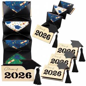 lot 14275 image: Epakh 3 Pcs Graduation Gift Card Holder Class of 2026 Graduation Money Cash Card Holder Wooden Case Organizer Wallet Gift for High School College Graduate(Black)