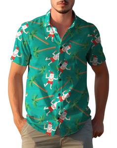 lot 14277 image: Yoimira Christmas Hawaiian Shirt for Men,Funny Menfts Hawaiian Shirts Santa Claus Tropical Button-Down Casual Short Sleeve XXL