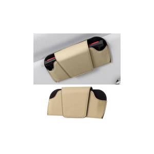 lot 14279 image: Sandfren Sunglasses Holder for Car Sun Visor, PU Leather Vehicle Eyeglasses Storage Box with Hidden Magnetic Closure, Automotive Glasses Organizer Protective Case, Universal Fit (Beige)