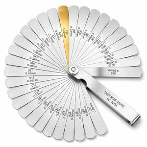 lot 14280 image: Feeler Gauges Set, 32PCS Stainless Steel 0.04-0.88 mm (0.0015-0.035 Inch), Dual Marked SAEMetric, Spark Plug Gap Tool for Valves, Automotive, Piston, Guitar (32 Straight)
