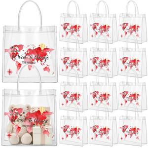 lot 17562 image: Shinylin 24 Pcs Red Graduation Plastic Gift Bags with Handles PVC Reusable Treat Bags Goody Candy Snack Treat Gift Tote Bag for Graduation Party Favor