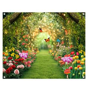 lot 18214 image: UMURILXY 10x8FT Easter Enchanted Forest Backdrop, Spring Wonderland Polyester Photography Background for Parties, Fairy Tale Photo Booth Prop Decorations