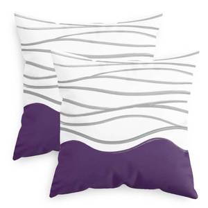 lot 18215 image: CaliTime Throw Pillow Covers Decorative 18 X 18 Inches Pack of 2 Cozy Fleece Abstract Geometric Beach Ocean Waves Cushion Cases for Couch Bed Sofa Farmhouse Decoration Deep Purple