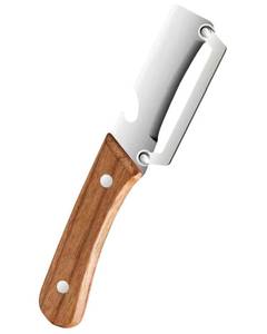 lot 18218 image: (Lot of 2) Multi-Functional Vegetable Peeler with Wooden Handle - Stainless Steel Blade Fruit Peeler and Bottle Opener Kitchen Gadget for Potato, Carrot, Pineapple (1 Pack)