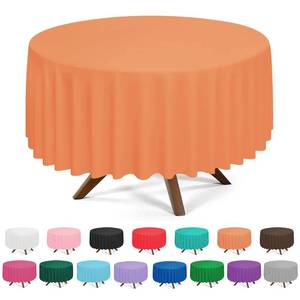 lot 18237 image: YSYJ 3 Pack Orange Plastic Tablecloth Disposable Rectangular Table Cloth 54 x 108 Inch Table Cover for Parties