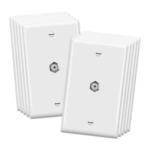 lot 18252 image: ENERLITES Coax Wall Plate, 1-Port, F-Type F81 Coupler Connector for Coaxial Television Cable, 1-Gang 4.50in x 2.76in, 6601-W-10PCS, White, 10 Pack