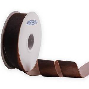 lot 18261 image: XMRIBBON Coffee Velvet Ribbon Single Sided, 1 12 Inch by 10 Yards Spool (Brown)