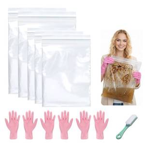 lot 18262 image: Mity Rain 5 Packs Oven Rack Cleaning Bag Kit, Reusable No-Scrub Oven Rack Cleaning Bags, Includes three gloves and one brush (three 19.6927.56inch and two 23.62 x 35.43 inch) leak-resistant PE bags