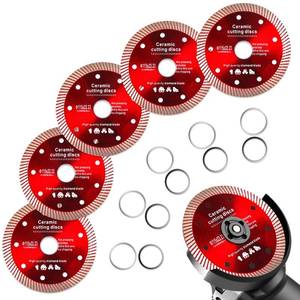 lot 18266 image: 5 Pack Tile Cutter Saw Blade for 4-12in Angle Grinder, Ceramic Flat Cutting Diamond Disc Wheel Blade Thin 115mm for Grinding Jade, Crystal, Wine Bottles, Tile,Ceramic, Granite, Marble and Glass