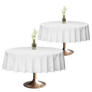 lot 18291 image: Winwingo 54x54 Table Cloth - 2 Pack Square White Washable Stain and Wrinkle Resistant Polyester Table Cover for Dining Tables, Various Parties and Camping (White)