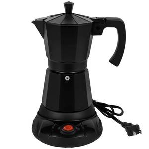lot 19187 image: Suiitat Black Aluminum Electric Moka Pot, 3 or 6 Cups Espresso Maker with Dose Reduction Plate
