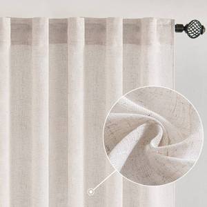 lot 19217 image: MIULEE White Linen Curtains 108 Inches Long for Bedroom Living Room, Soft Thick Linen Textured Window Drapes Semi Sheer Light Filtering Rod Pocket Back Tab Burlap Look Farmhouse Decor, 2 Panels
