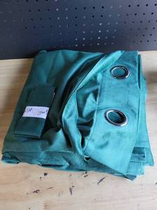 lot 19223 image: Green Velvet Curtain Panels with Grommet Eyelets Large