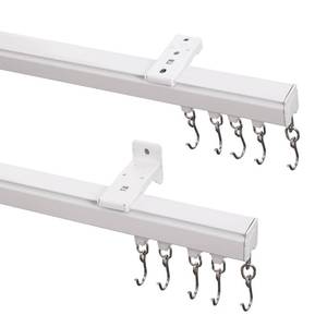 lot 19231 image: ChadMade CeilingWall Mount Curtain Track Rod Set with Hooks, 6ft - 9ft Adjustable Length Window Rod Track Curtain Rail System For Living Room, Work with Grommet and Pinch Pleated Curtain, White