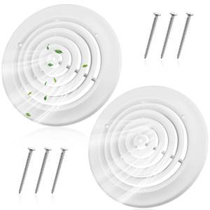 lot 19238 image: Therwen 2 Pcs 10 Inch Round Vent Cover, White Round Ceiling Diffuser with Screws HVAC Vent Duct Cover Replacement Exhaust Fan Covers for Home Office Kitchen Ventilation Use Outer Dimensions 13-1516in