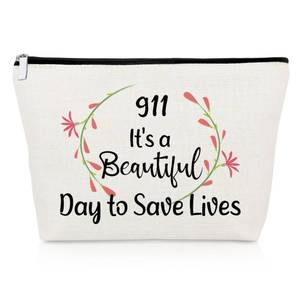 lot 20045 image: Gevody 911 Dispatcher Gifts 911 Makeup Bag 911 Operator Gifts 911 Dispatcher Appreciation Gifts Cosmetic Bag Thank You Gifts for Police Dispatcher Christmas Thanksgiving Gift Travel Cosmetic Pouch