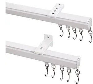 lot 3367 image: ChadMade CeilingWall Mount Curtain Track Rod Set with Hooks, 6ft - 9ft Adjustable Length