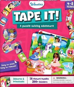 lot 4063 image: Skillmatics Tape It Unicorns and Princesses 16 Picture Puzzles 300 Stickers 4-8 Years