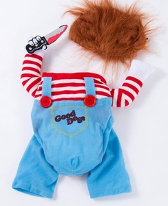 lot 5397 image: Clothing for dog Bundle Red Blue Denim Jacket Striped Sleeves Size S