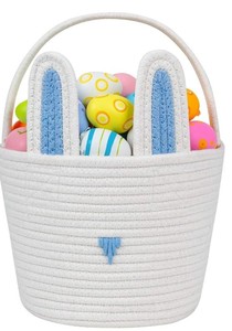 lot 11441 image: CubesLand Easter Bunny White Knitted Basket 9.8 x 7.8 x 7.8 inches