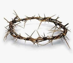 lot 11444 image: Crown of Thorns Twig Wreath with Metal Steaks