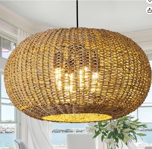 lot 13638 image: Woven Pendant Light Fixture