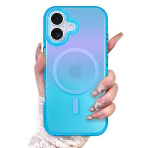 lot 4149 image: AIGOMARA Magnetic Case for iPhone 17 Compatible with Magsafe Fluorescent Blue Slim Shockproof Matte Back Protective Phone Cover for Women Girls 6.3 Inch