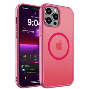 lot 4158 image: DEERLAMN Magnetic Matte Case for iPhone 12 Pro Max, Compatible with MagSafeMilitary Grade Drop Protection Anti-Fingerprint Slim Translucent Shockproof Protective Phone Cover, Hot Pink