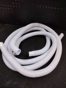lot 5421 image: White Flexible Corrugated Tubing Hose with Connectors used hose chipped at one of the ends