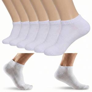 lot 6033 image: Lamouvre 6 Pairs Low-Cut Cotton Lycra Ankle Socks For Men and Women (US, Alpha, Large, Regular, Regular, White)